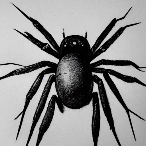 Prompt: an imperfect drawing of a spider with pencil