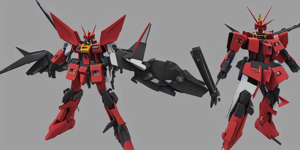 Prompt: 3 d model of a socialist gundam with fire wings, cinematic lighting, dramatic scene, plasma, highly detailed