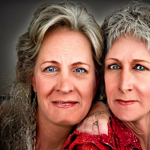 Image similar to stunning award winning hyperrealistic hdr 8 k highly detailed portrait photo of sherri and terri mackleberry as real humans