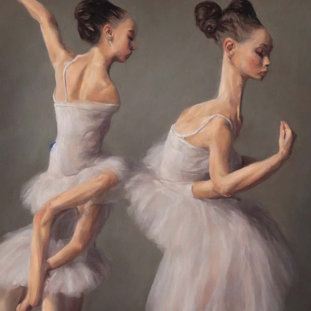 Prompt: a stunning oil painting of a ballerina