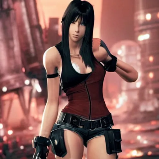 Prompt: Tifa Lockhart's redesign from Final Fantasy VII Remake (2020)