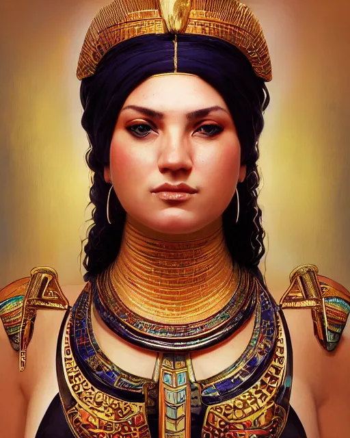 Image similar to Guy Fieri as a beautiful egyptian princess, gorgeous, portrait, powerful, intricate, beautiful, masterpiece, elegant, volumetric lighting, digital painting, highly detailed, artstation, sharp focus, illustration, William-Adolphe Bouguereau, Hajime sorayama, ruan jia