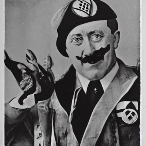 Prompt: Adolf hitler as a Circus clown, press-photo, realistic