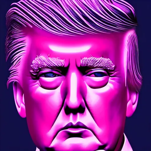 Image similar to portrait of an ethereal donald trump made of purple light, divine, cyberspace, mysterious, dark high-contrast concept art