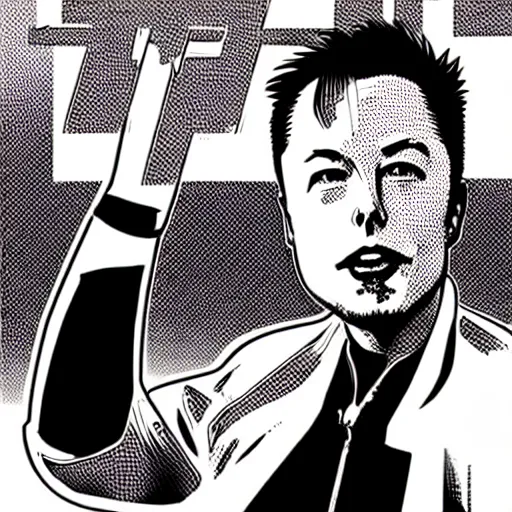 Image similar to elon musk and spacex manga by inio asano