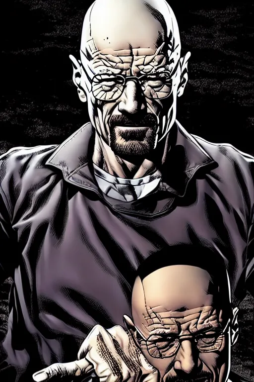 Image similar to character art by mike deodato, walter white, absolute chad