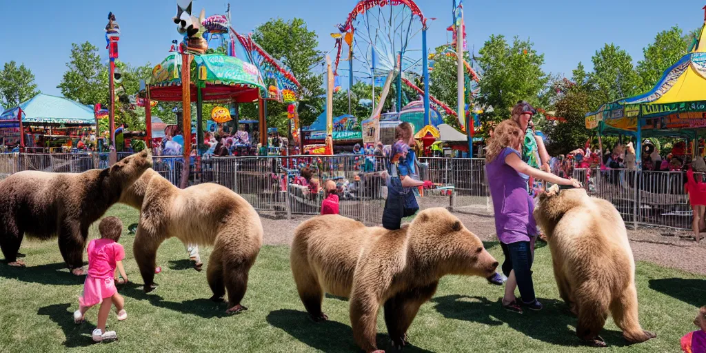 Image similar to fair rides petting zoo grizzly focus photography