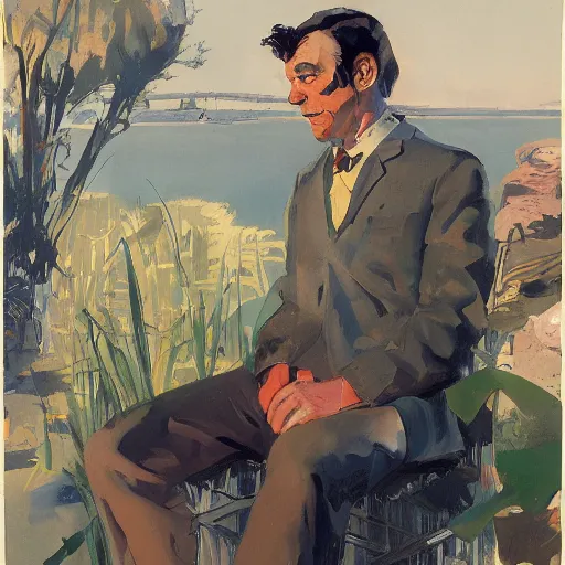 Image similar to a portrait of a character in a scenic environment by Austin Briggs