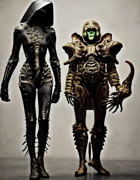 Image similar to still frame from Prometheus by Giger, which king Dr doom in ornate bone and opal armour by Wayne Barlowe by peter Mohrbacher, dressed by Alexander McQueen and by Neri Oxman, metal couture hate couture editorial