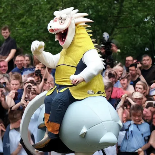 Prompt: boris johnson riding a dragon