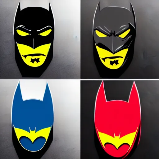 Image similar to batman inspired helmet with the jokers color palette and graffiti