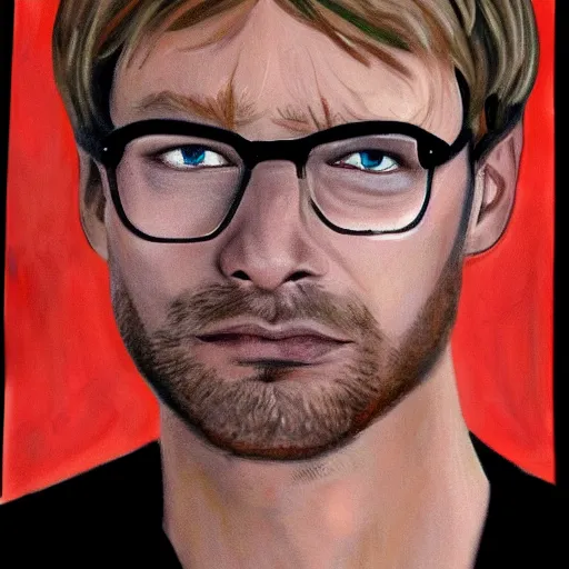 Image similar to jeffrey dahmer using gucci inmate clothes in catwalk court, oil painting, ultradetailed, digital painting, ultradetailed, perfect face, jeffrey dahmer face