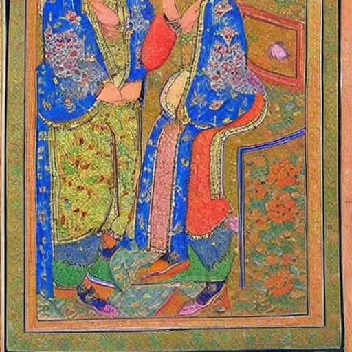 Image similar to a persian miniature painting by aqa mirak