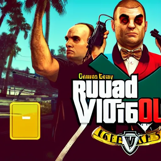 Prompt: Rubberbandits GTA V key art