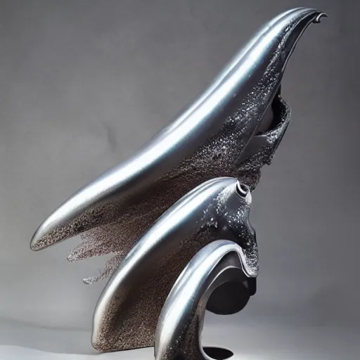 Image similar to liquid forms in metal abstract sculpture cyberpunk