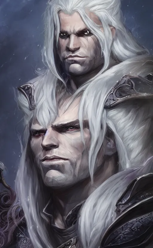 Image similar to fantasy character art, drizzt do\'urden, portrait, color, trending on artstation