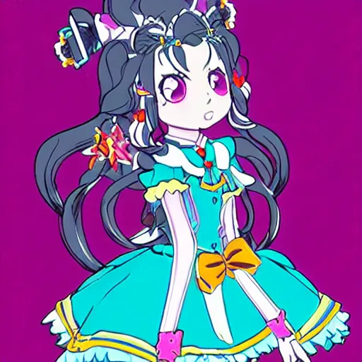 Prompt: elegant gothic pripara aikatsu magical girl touhou magical ms girl character, cel art