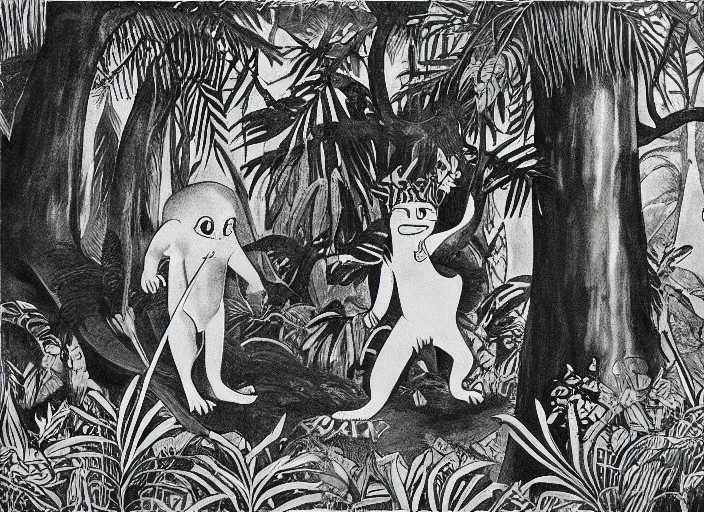 Prompt: jungle by maurice sendak