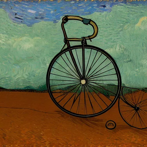 Image similar to a bicycle by vincent van gogh, digital art, trending on artstation