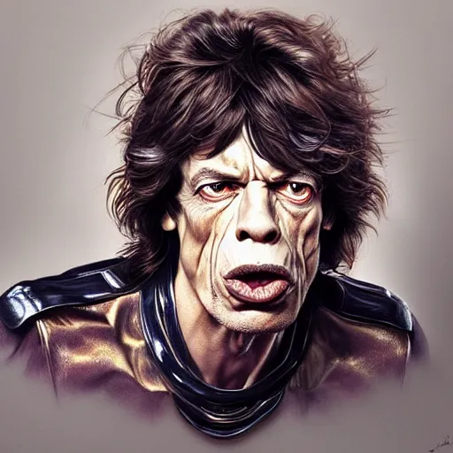 Prompt: digital painting of mick jagger by filipe pagliuso and justin gerard, symmetric, fantasy, highly, detailed, realistic, intricate