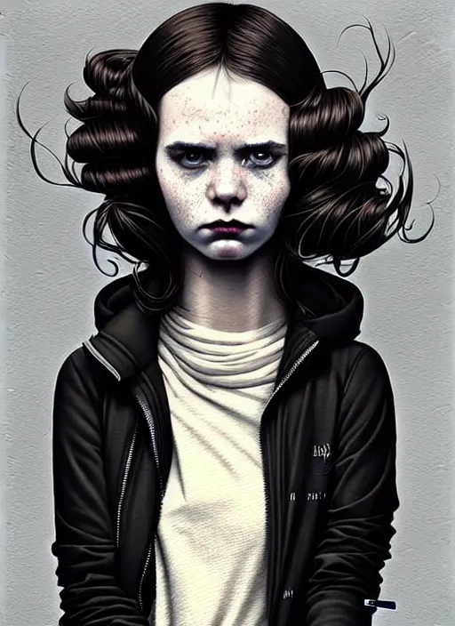 Image similar to highly detailed portrait of a the corpser, tartan hoody, photographic realistic background, ringlet hair by atey ghailan, by greg rutkowski, by greg tocchini, by james gilleard, by joe fenton, by kaethe butcher, gradient blue, black, and white color scheme, trending in pinterest, award winning details