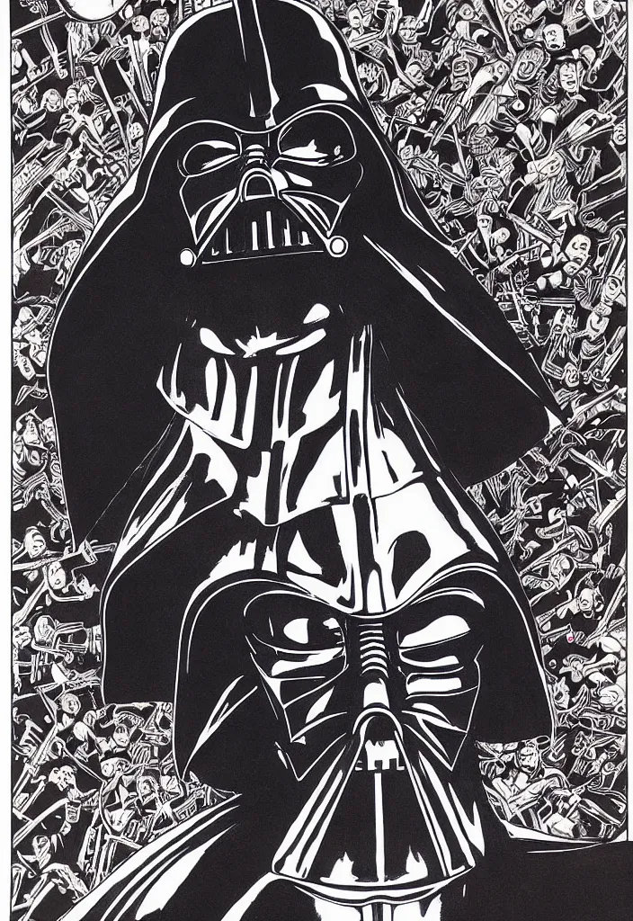 Image similar to portrait of darth vader, by junji ito