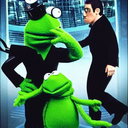 Image similar to The matrix performed by muppets