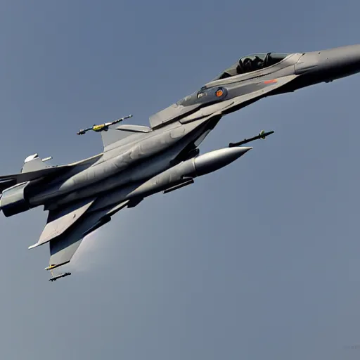 Image similar to “ an f - 1 6 fighting a mig - 2 9 ”