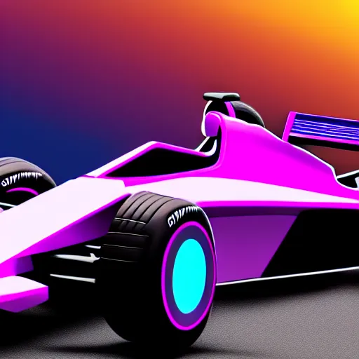 Image similar to detailed photo of a synthwave formula one car, 8 k.