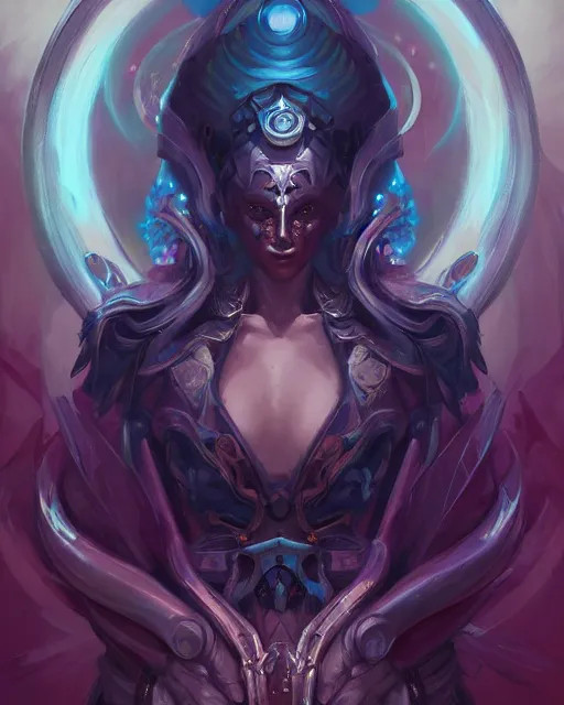 Image similar to portrait of a beautiful cybernetic empress, splash art by pete mohrbacher and artgerm and wlop, digital art, highly detailed, intricate, fantasy, mystical, sharp focus, Trending on Artstation HQ, deviantart, unreal engine 5, 4K UHD image