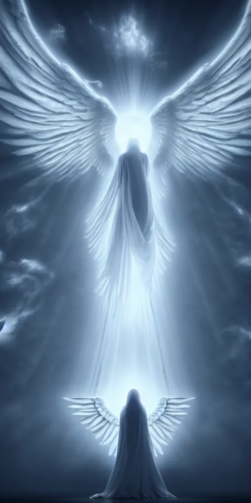 Image similar to a way to go to heaven. very beautiful and peaceful celestial way in the sky to go to the gate of heaven. we can see very detailed angels fly near this way. souls are across the way. white ominous. volumetric light, intricate, very beautiful fantasy art, digital illustration. unreal engine 5 rendering.