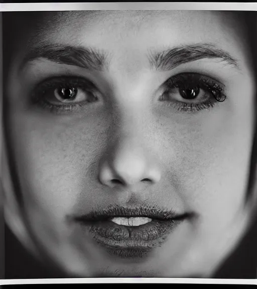 Image similar to award winning photo of Sarah Chalke, symmetrical face by Sally Mann