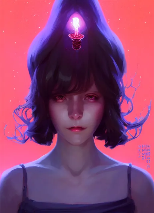 Image similar to full body beautiful and attractive and aesthetic azathoth girl greeting, very slightly smiling at the camera, perfect face, fantasy cosmic horror, symmetric eyes, sharp focus, specular reflection, occlusion shadow, artstation, by ilya kuvshinov and jeremy lipking, light novel cover art, 3 d epic illustrations, symmetric body, model pose