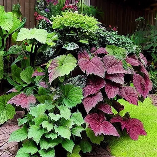 Image similar to goth garden gorgeous dark plants pretty, coleus, sweet potato vine