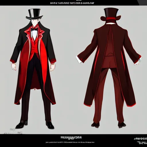 Prompt: FFXIV concept art of a gentleman with a red top hat and monocle and a floral suit