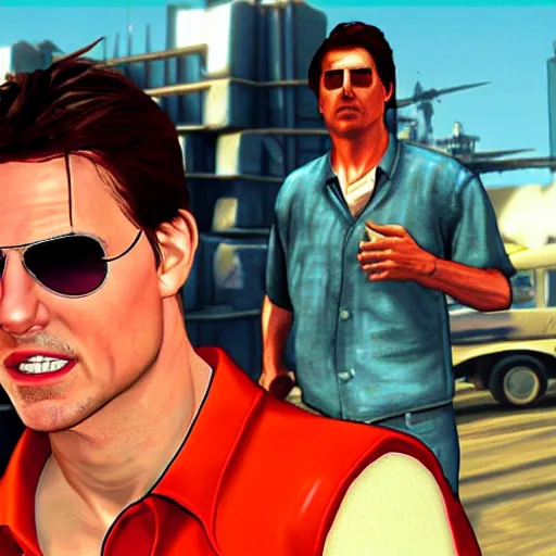 Image similar to tom cruise as a character in gta san andres