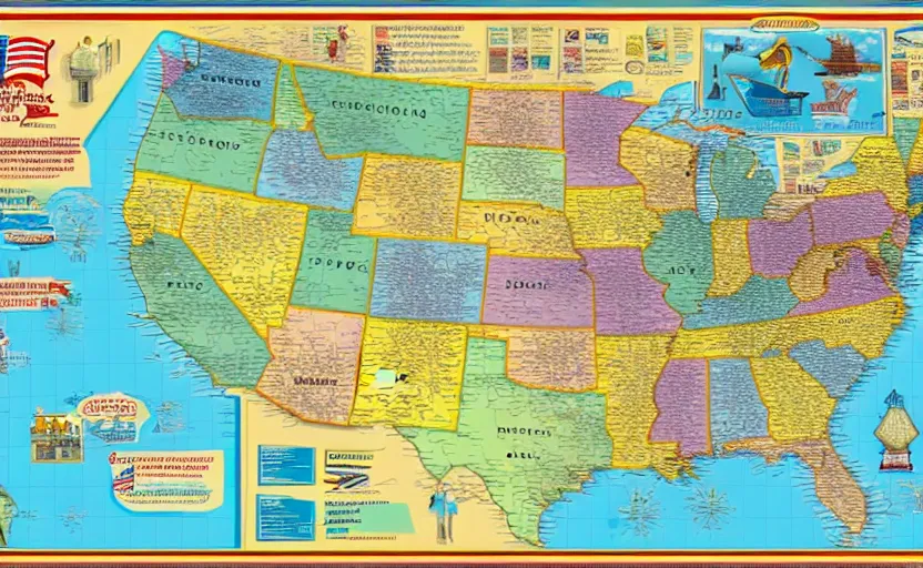 Image similar to toilets of america map, map key, tourist map, brochure, hd, detailed