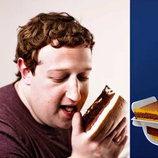 Prompt: Matte painting of obese Mark Zuckerberg eating Cake