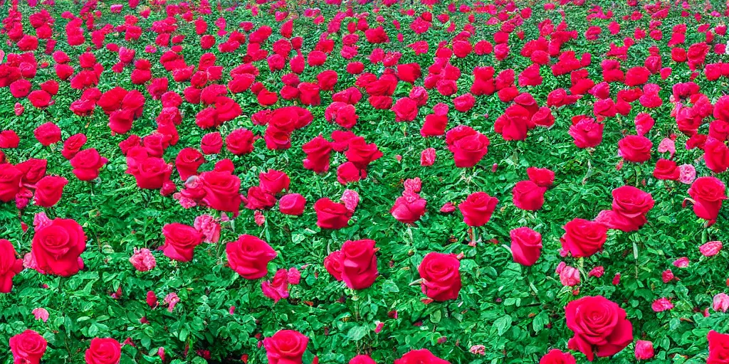 Image similar to a photographic picture of hundreds of roses in a heavenly land, photographic filter, unreal engine 5, realistic, hyperdetailed, 8 k, cinematic, volumetric lighting, very realistic effect, hd, hdr, 4 k, sharp focus, octane render, ultra detailed, high resolution, trending on artstation in the style of albert dros glowing rich colors powerful imagery