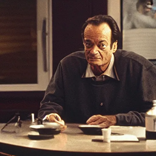 Prompt: a still of richard feynman in the sopranos