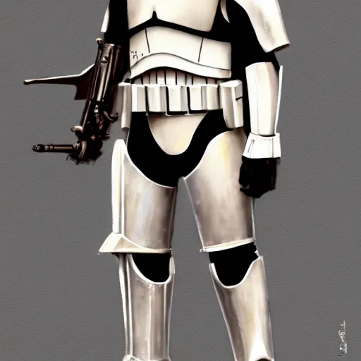 Image similar to an imperial stormtrooper walking, full body photography, extremely long shot, long shot, full-length, head-to-toe, concept art by Doug Chiang cinematic, realistic painting, high definition, concept art, the Mandalorian concept art style