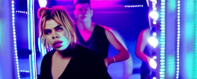 Image similar to 2 5 th anniversary 2 0 2 5 music video still, billie piper -'day & night ( billie's version ) ', produced by stargate tor & mikkel, popstar comeback single, choreography by jojo gomez, dancefloor, disco lights,'0 0 s nostalgia, singer - songwriter, nightclub, top 4 0