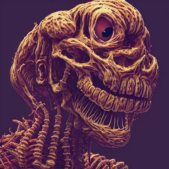 Prompt: portrait of Garfield as skeleton. terrifying. nightmare fuel. intricate abstract. intricate artwork. by Tooth Wu, wlop, beeple, dan mumford. octane render, trending on artstation, greg rutkowski, very coherent symmetrical artwork. cinematic, hyper realism, high detail, octane render, 8k, iridescent accents, deep blacks