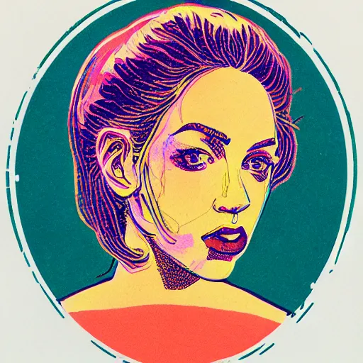 Image similar to a risograph of a beautiful woman