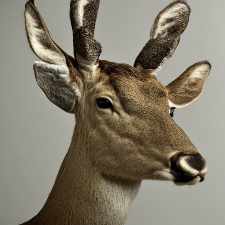 Prompt: deer headed human, mugshot