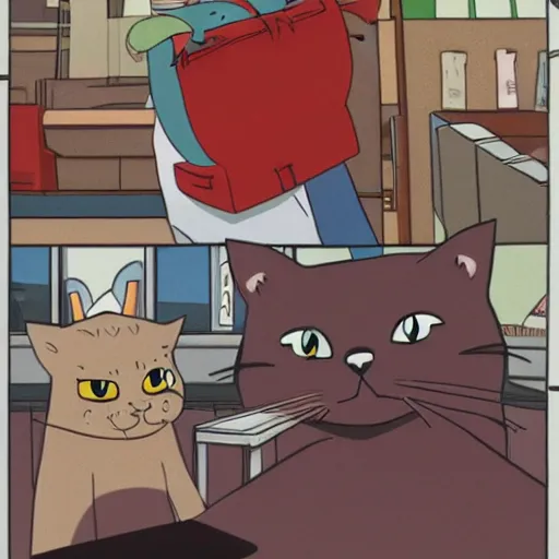 Image similar to cats robbing a bank in west virginia, anime