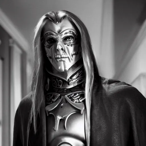 Image similar to arthas menethil as the american psycho, cinematic still