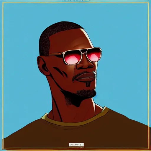 Prompt: “ jamie foxx retro minimalist portrait by jean giraud, art of moebius, sharp, smooth face, comic, 8 k ”