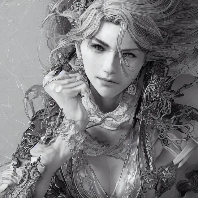 Image similar to the portrait of the lawful evil sorceress lawyer as an absurdly beautiful, graceful, elegant, sophisticated, woman, an ultrafine hyperdetailed illustration by kim jung gi, irakli nadar, intricate linework, bright colors, octopath traveler, final fantasy, unreal engine 5 highly rendered, global illumination, radiant light, detailed and intricate environment