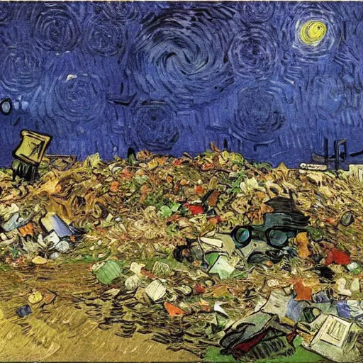 Prompt: pile of garbage, art by van gogh